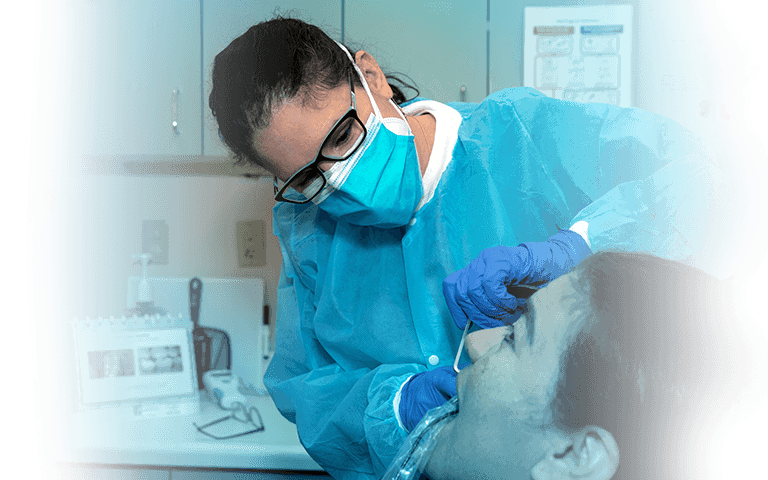 Doctor working on patient