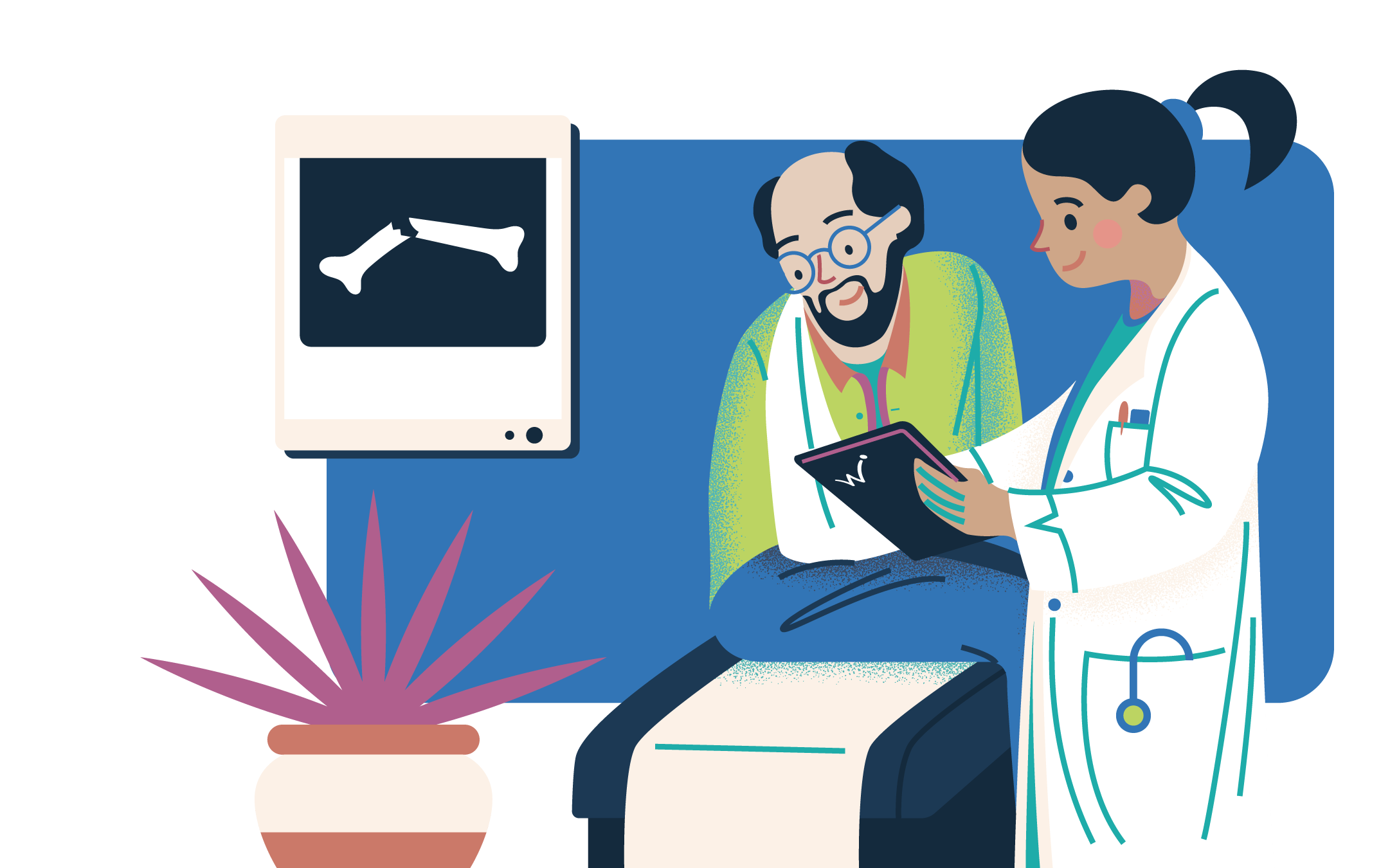 Doctor reviewing notes with a patient